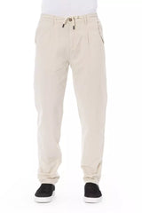 Pantalones chinos de algodón beige chic con cordero