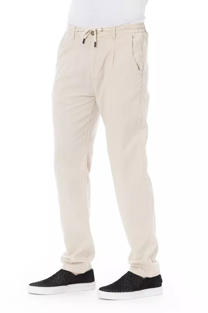 Pantalones chinos de algodón beige chic con cordero