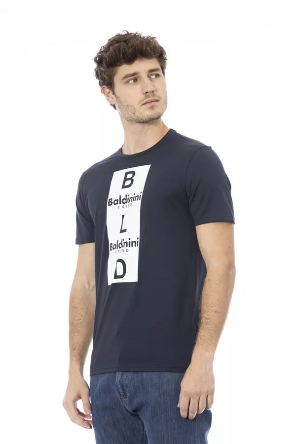 T-shirt en coton bleu chic avec imprimé avant élégant