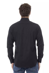 Elegante camisa de cuello italiano negro