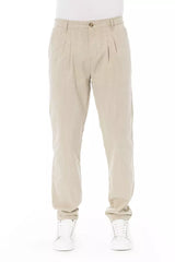 Elegantes pantalones chino de algodón beige