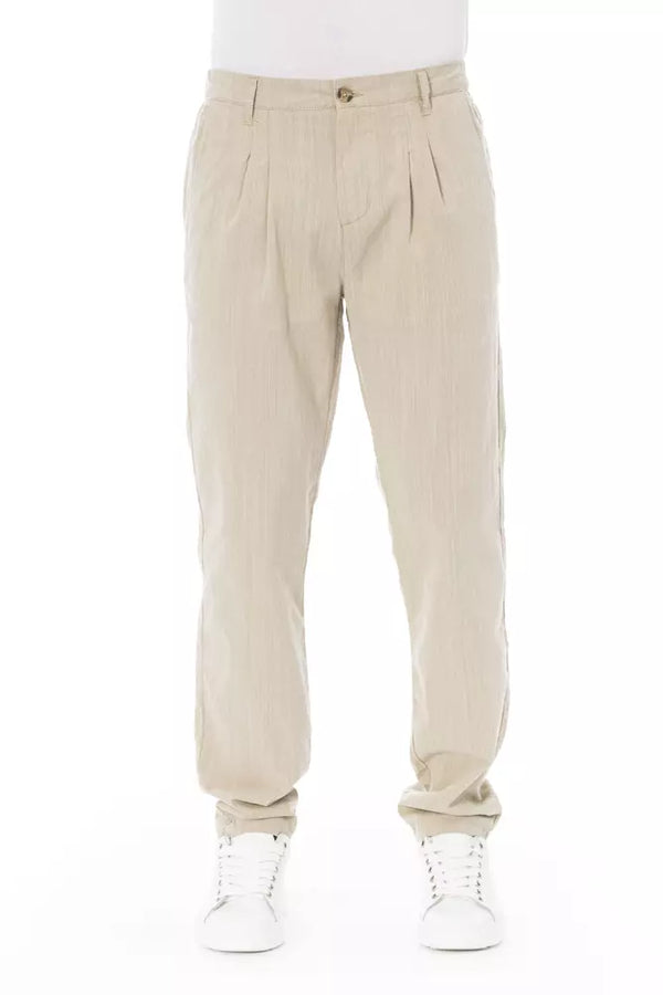 Eleganti pantaloni di chino di cotone beige