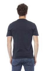 TEE de algodón azul elegante con elegante estampado delantero