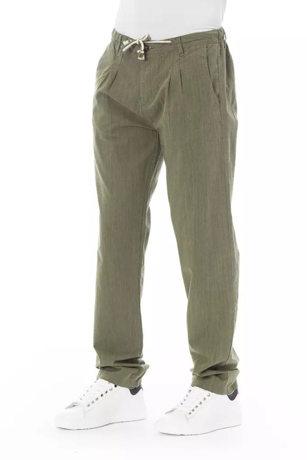 Elegantes pantalones de algodón chino en el ejército verde