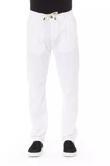 Eleganti pantaloni in chino di cotone bianco