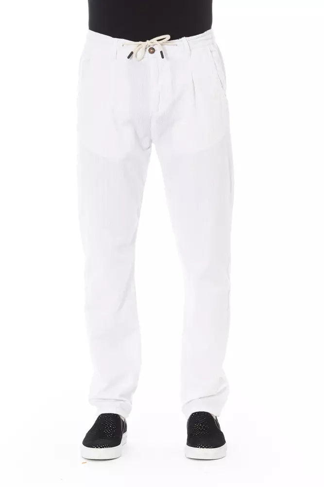 Elegante weiße Baumwoll -Chino -Hose