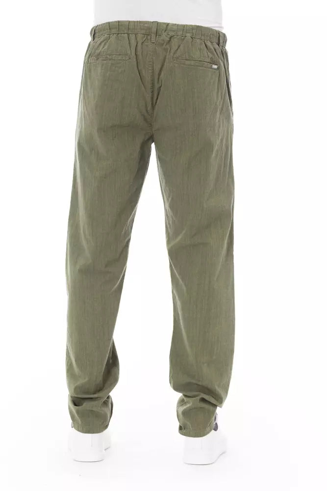 Elegantes pantalones de algodón chino en el ejército verde