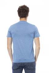 Elegante camiseta de algodón azul claro con estampado