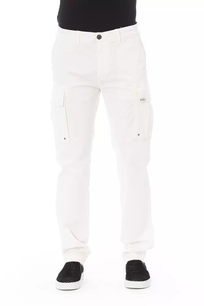 Pantalon de cargaison blanche chic - ajustement sur mesure et extension