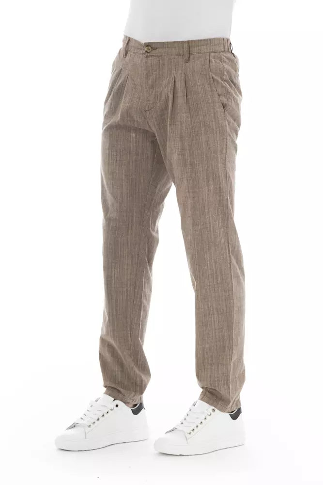 Beige Cotton Men Chino Pants