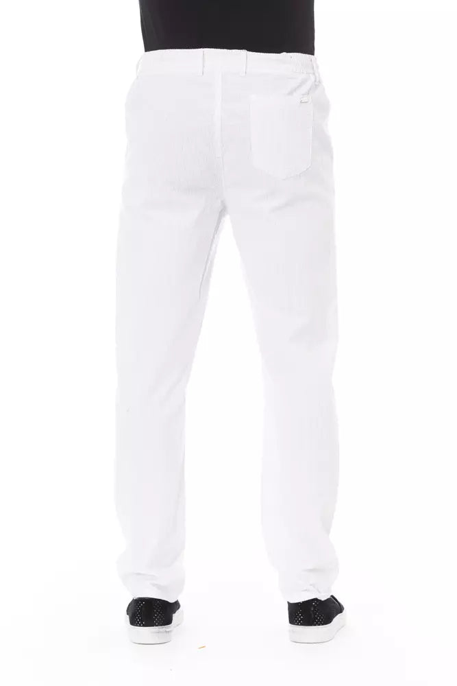 White Cotton Men Chino Trousers