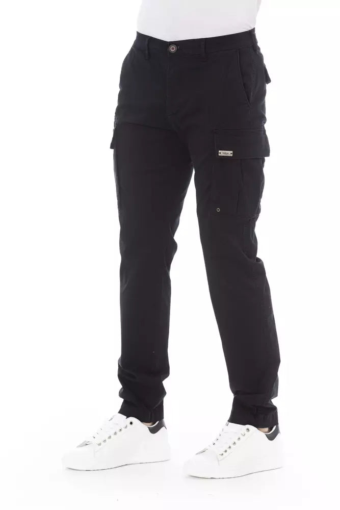 Pantalon de cargaison noir élégant - mélange de coton extensible