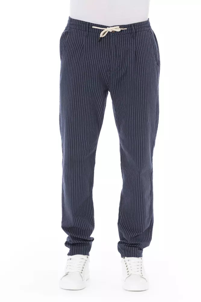 Pantalon chino bleu chic avec cordon