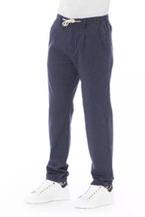 Pantalon chino bleu chic avec cordon