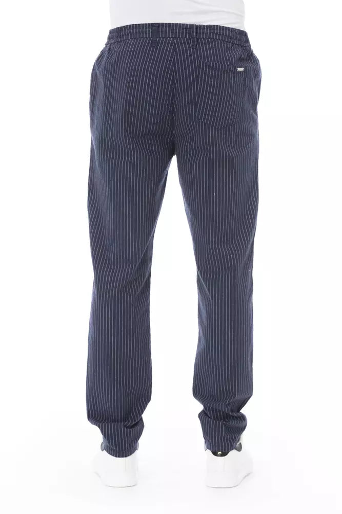 Pantaloni chino blu chic con coulisse