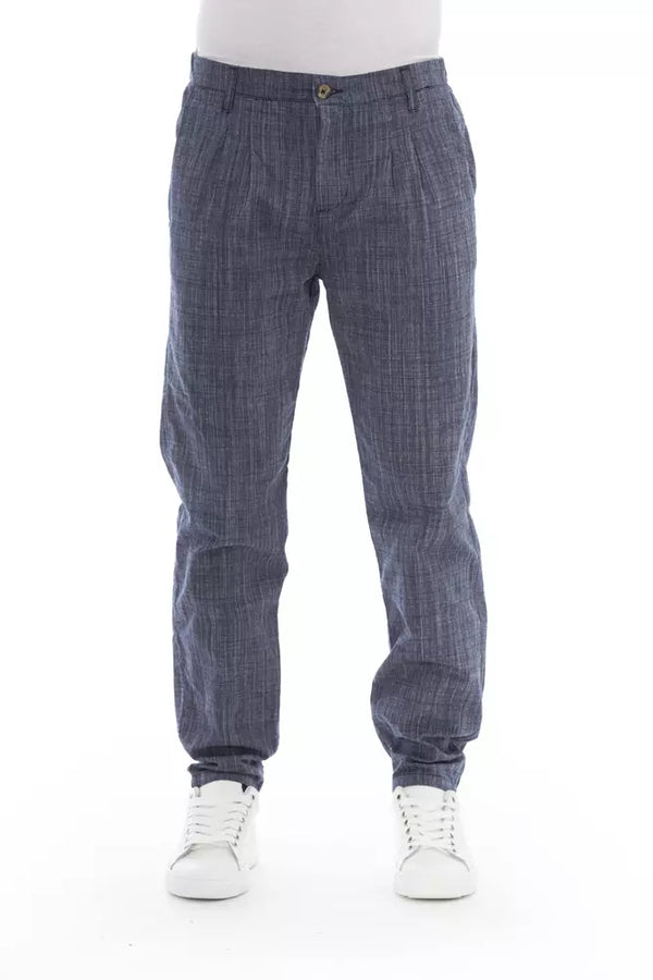 Elegantes pantalones de chino azul para hombres