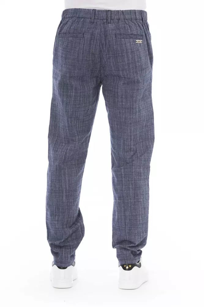 Elegantes pantalones de chino azul para hombres