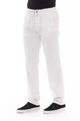 White Cotton Men Trouser