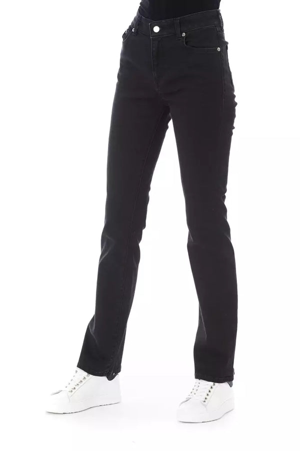 Elegantes jeans estiramientos de algodón negro