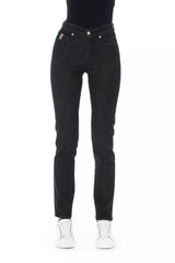 Chic tricolor acent jeans negros