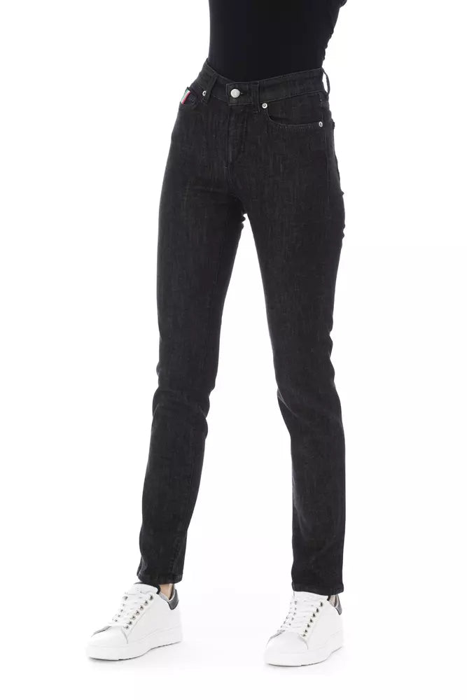 Chic tricolor acent jeans negros