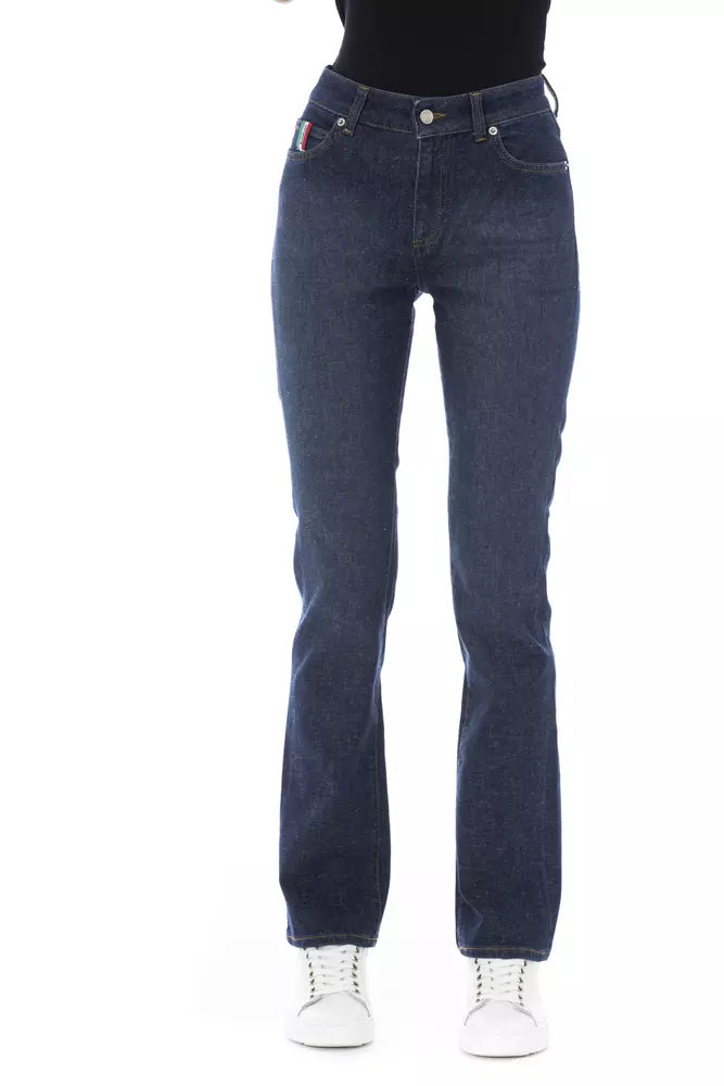 Blue Cotton Women Jeans