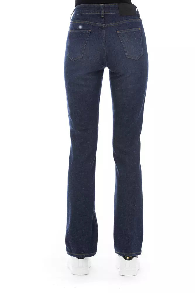 Jeans regolari tascabili Tricolor con dettagli chic