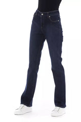 Chic Blue Cotton Mischjeans mit Tricolor -Details