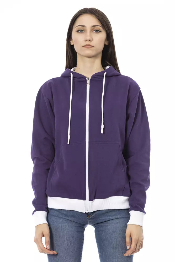 Maglione con cappuccio di cotone viola chic