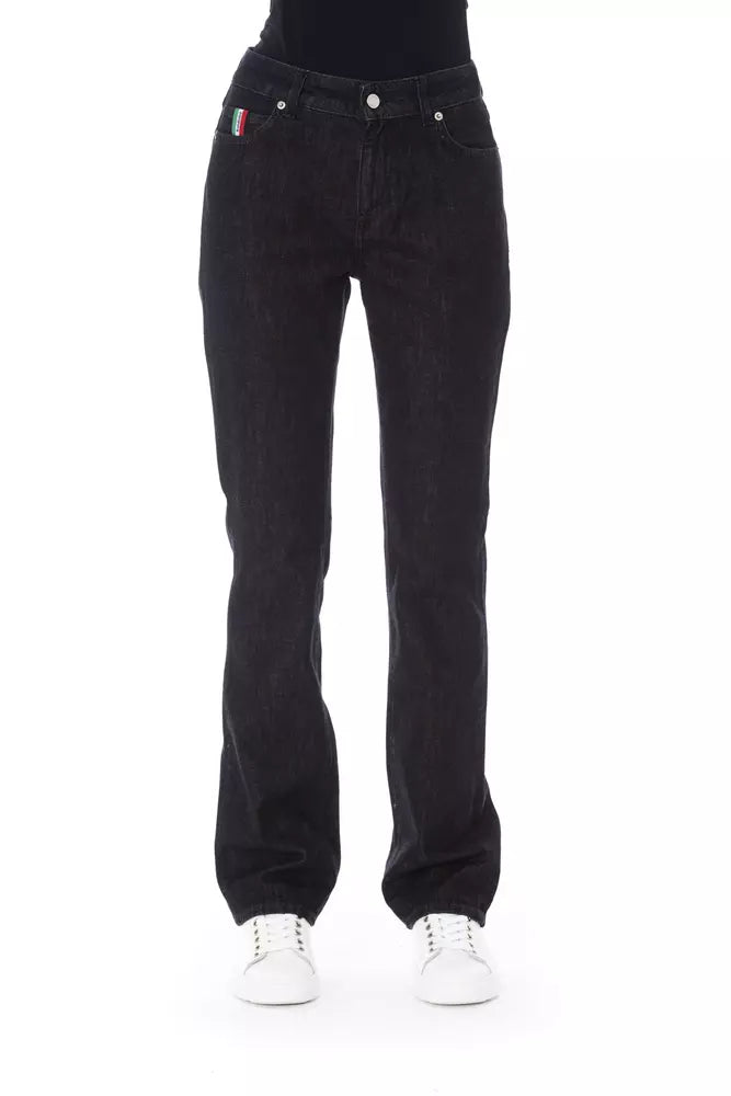 Chic tricolor acent jeans negros