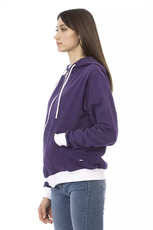 Maglione con cappuccio di cotone viola chic