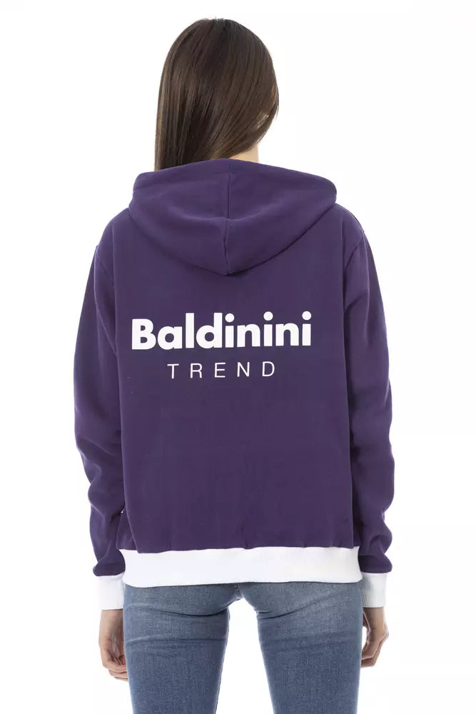 Maglione con cappuccio di cotone viola chic