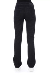 Chic Tricolor Accent Black Jeans