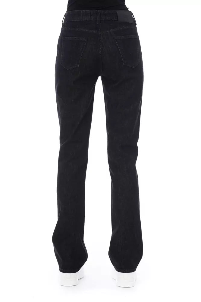 Chic tricolor acent jeans negros