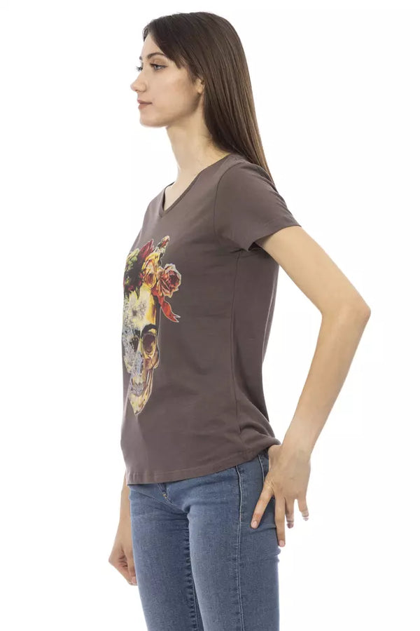 Chic V-Ausck-T-Shirt mit elegantem Frontdruck