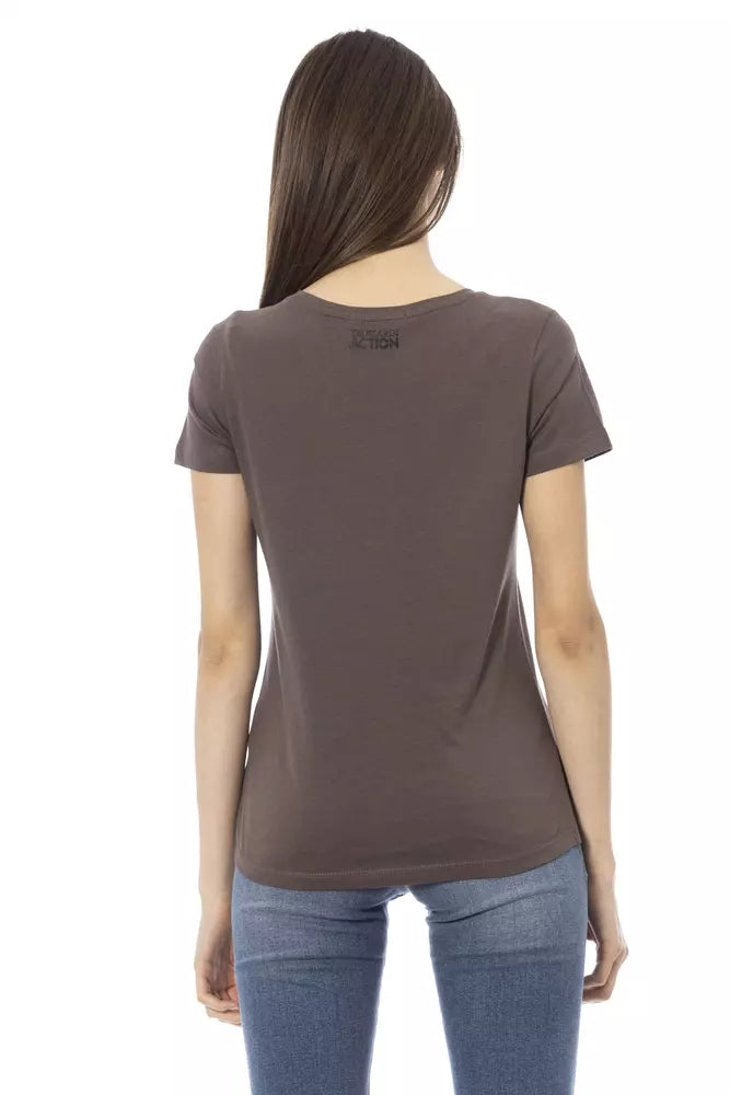 Chic V-Ausck-T-Shirt mit elegantem Frontdruck