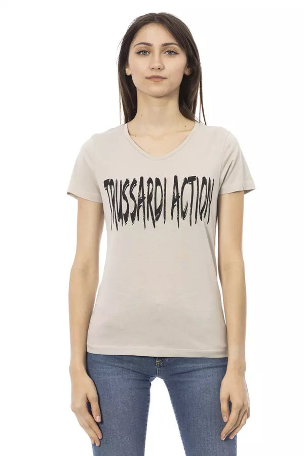 Elegantes V-Ausschnitt-T-Shirt mit schickem Frontdruck