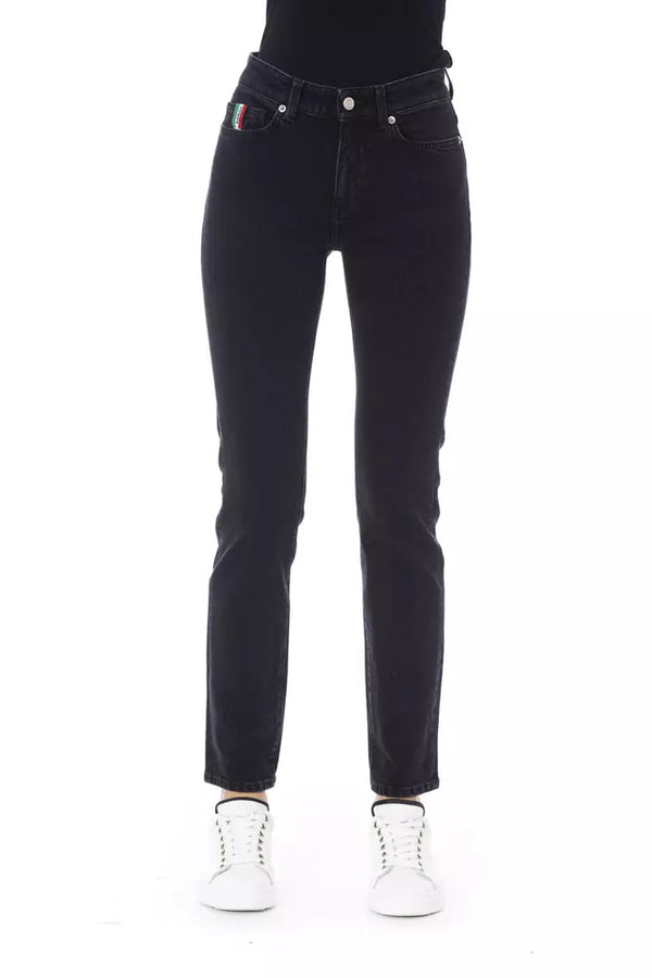 Trendy Tricolor Accent Black Jeans