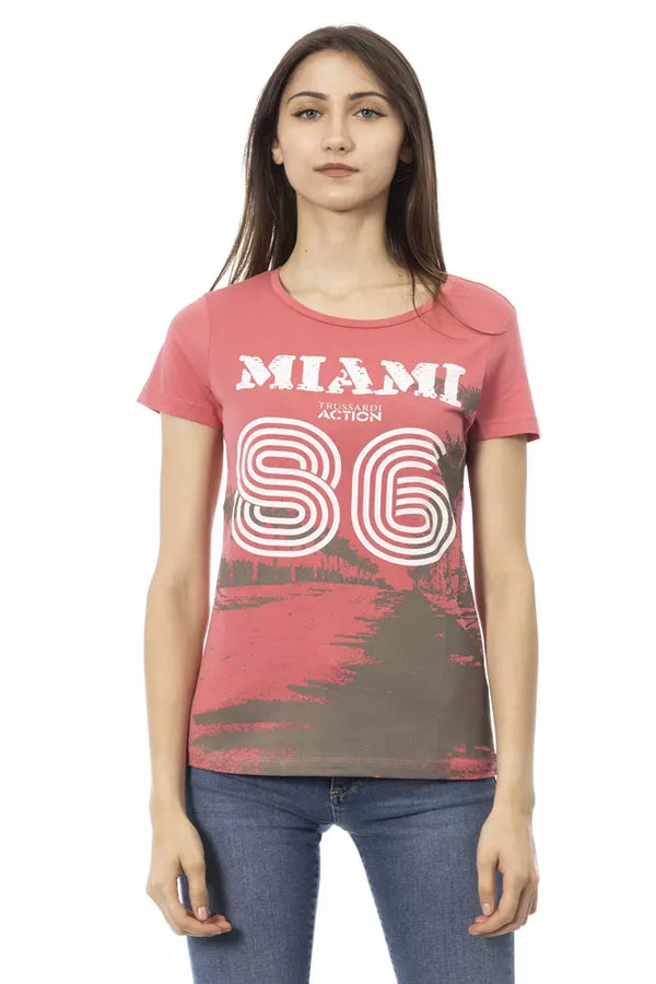 Chic Pink T -tee con elegante stampa frontale