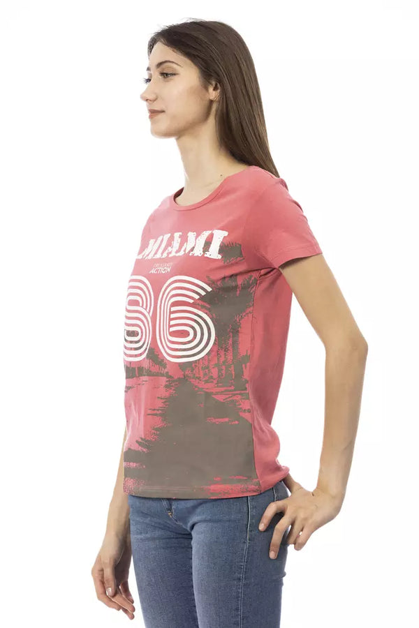 Tee rosa elegante con elegante estampado delantero