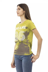 Chic Green Short Sleeve T -Shirt mit vorderem Druck