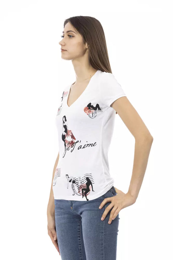 Chic V-Ausck-T-Shirt mit grafischer Eleganz