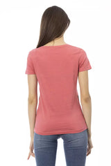 Chic Pink T -tee con elegante stampa frontale