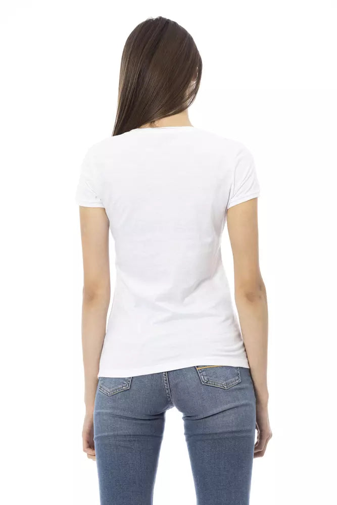 Camiseta con cuello en V chic con elegancia gráfica