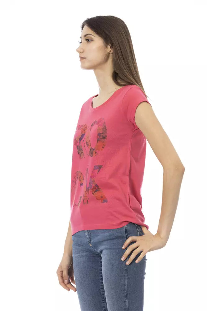 Camiseta de moda de manga corta rosa