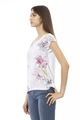 TEE blanca de algodón blanco con estampado en negrita