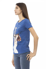 Elegante camiseta azul de manga corta