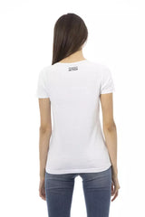 T-shirt à cou de rond imprimé blanc chic