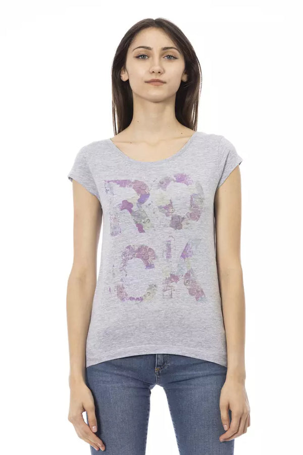 Elegante tee di miscela di cotone grigio