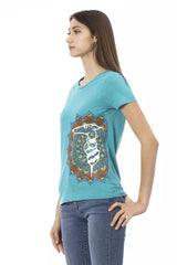 Elegantes hellblaues rundes Hals -T -Shirt